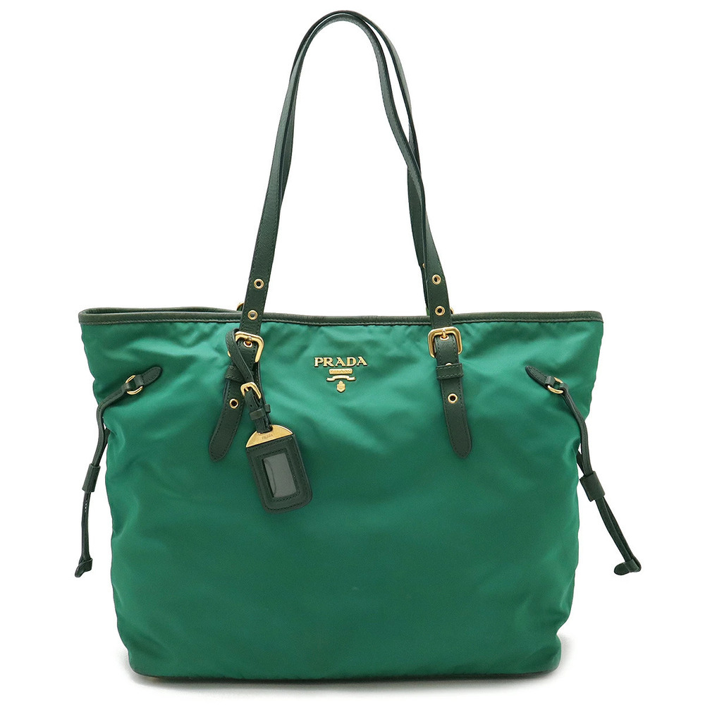 Prada Tote Tessuto Saffiano Bag Shoulder Hobo Carry Leather Green